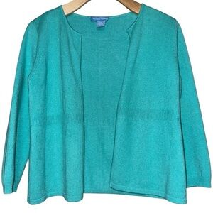 White + Warren Women’s Size S Turquoise Blue Cashmere Sweater Cardigan